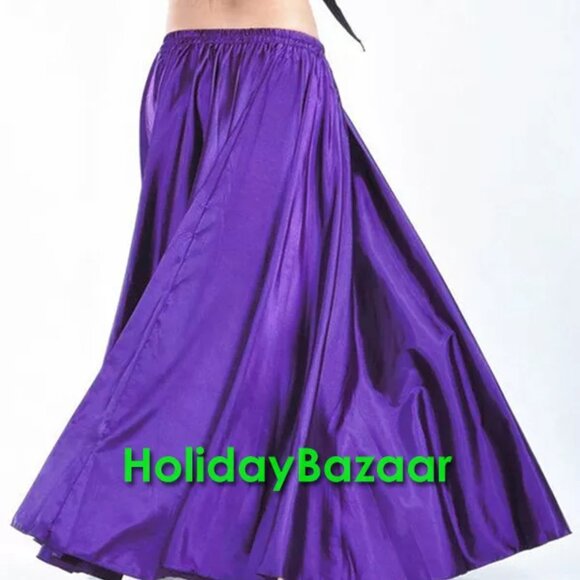Satin Double Circle Skirt Belly Dance Gypsy Tribal Dance Practice Sz S/M - Picture 1 of 5